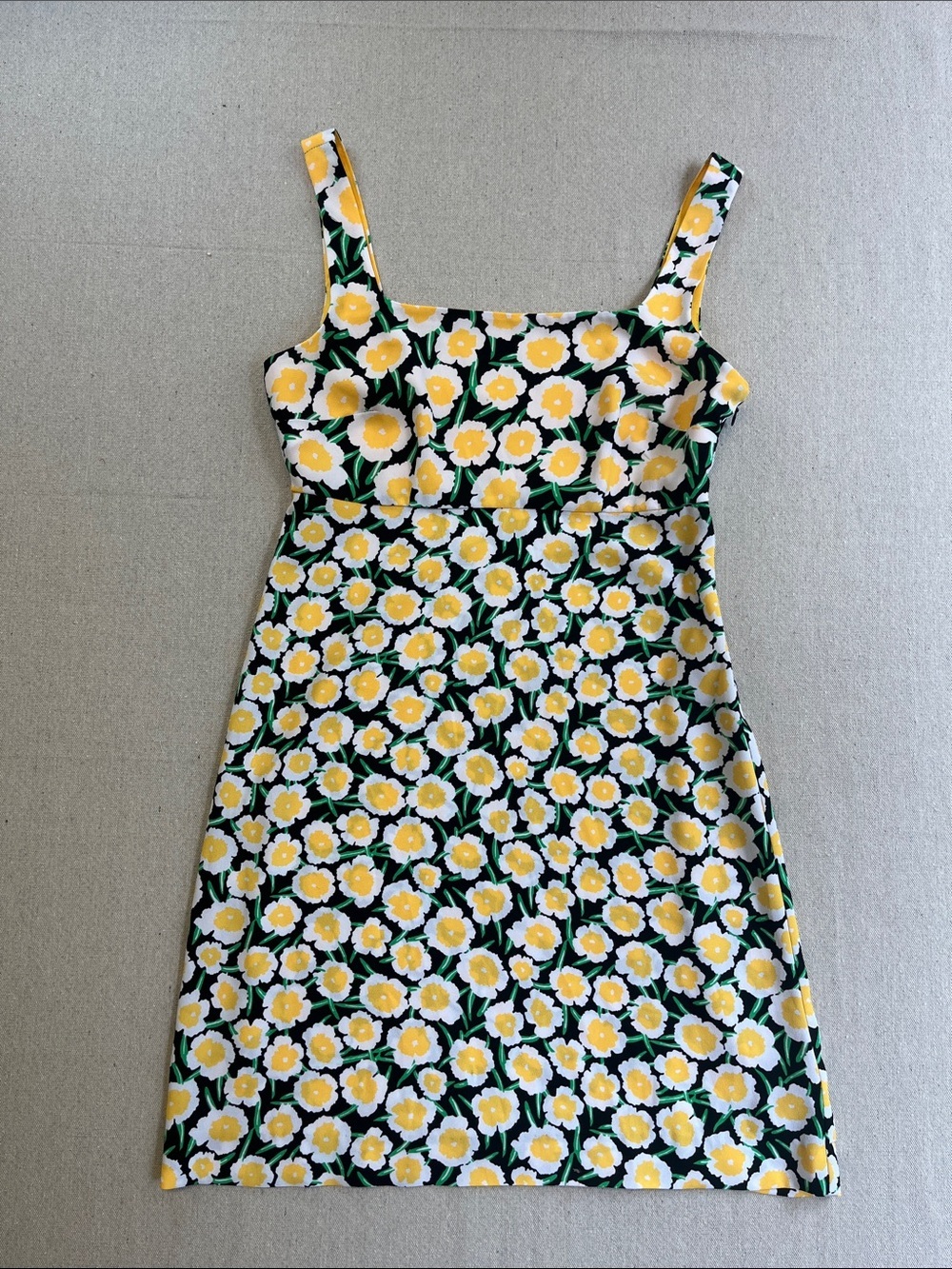 Diane Von Furstenberg Floral Mini Dress Yellow Daisy Print Size 2 - Picture 1 of 13